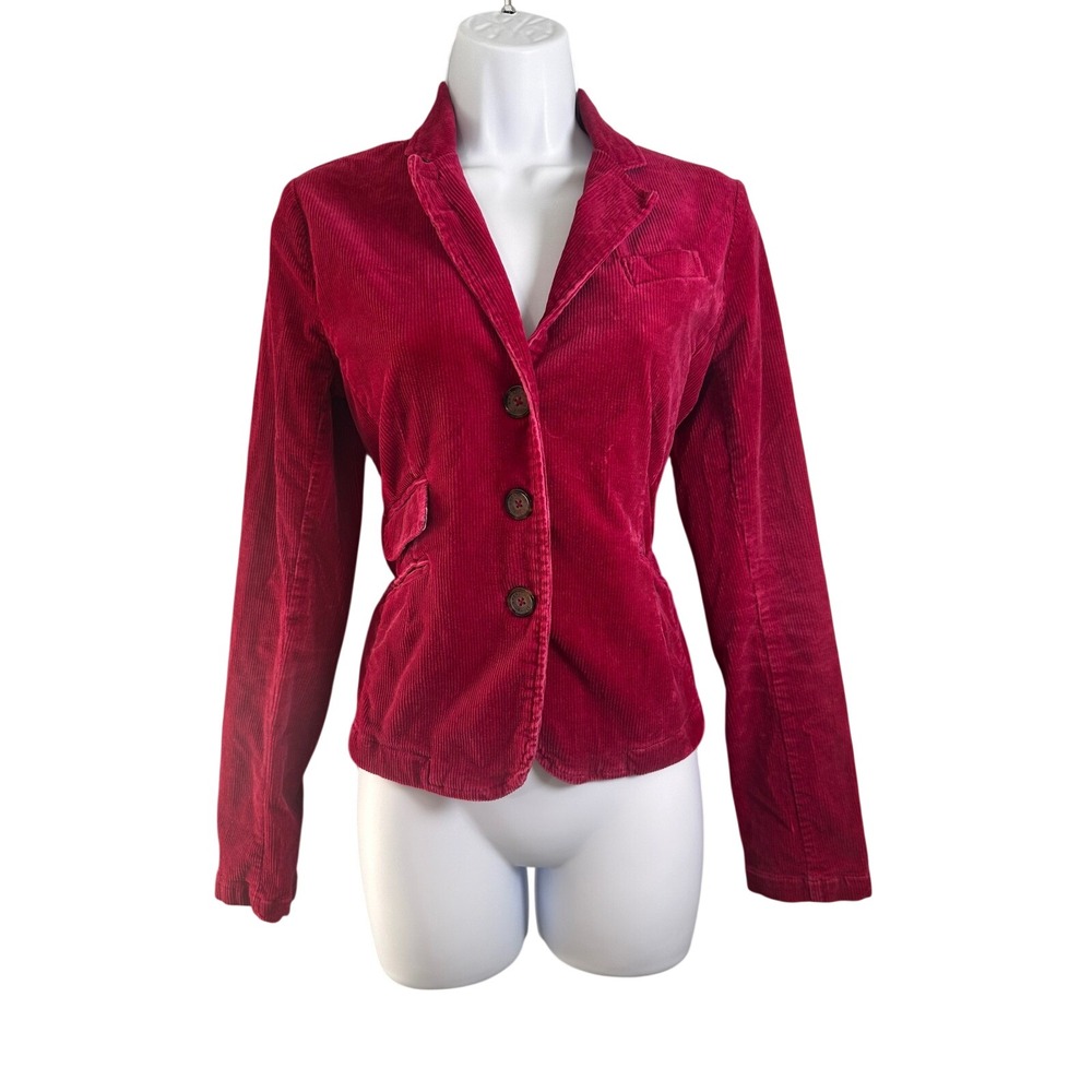 American Eagle Outfitters Red Corduroy Blazer Jacket Stretch Cotton Small P S/P
